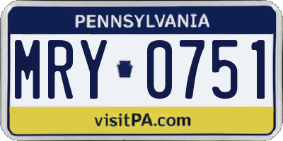 PA license plate MRY0751