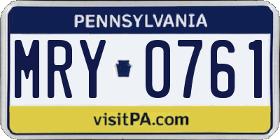 PA license plate MRY0761