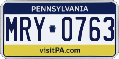 PA license plate MRY0763