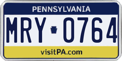 PA license plate MRY0764
