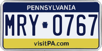 PA license plate MRY0767