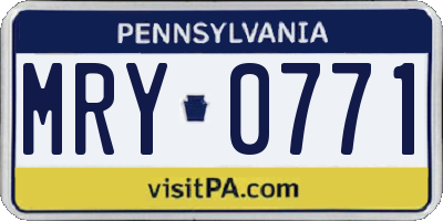PA license plate MRY0771
