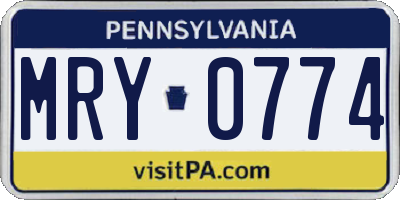 PA license plate MRY0774