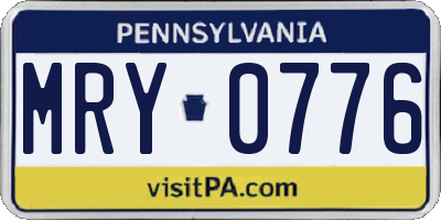 PA license plate MRY0776