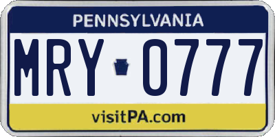 PA license plate MRY0777