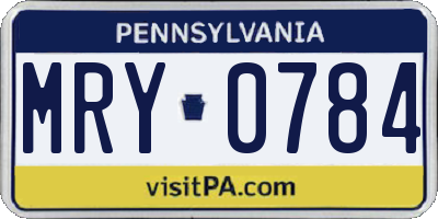 PA license plate MRY0784