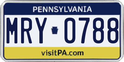 PA license plate MRY0788