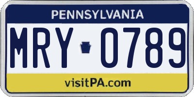 PA license plate MRY0789