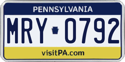 PA license plate MRY0792