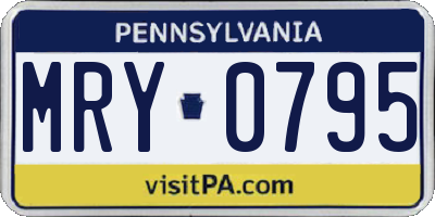PA license plate MRY0795