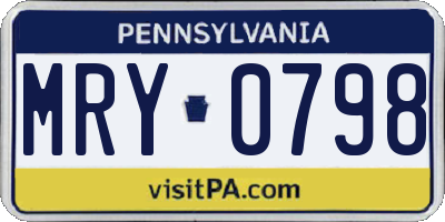 PA license plate MRY0798