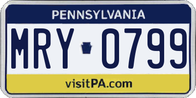 PA license plate MRY0799