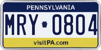 PA license plate MRY0804