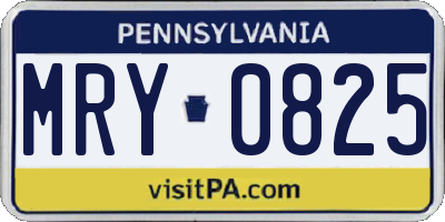 PA license plate MRY0825
