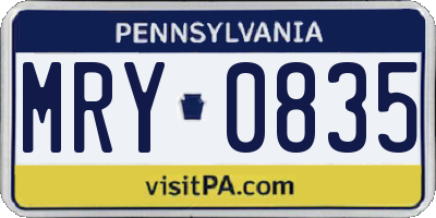 PA license plate MRY0835