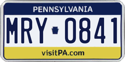 PA license plate MRY0841