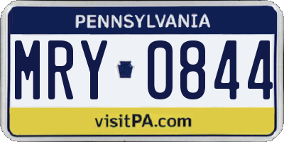 PA license plate MRY0844