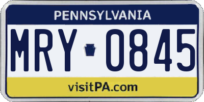PA license plate MRY0845