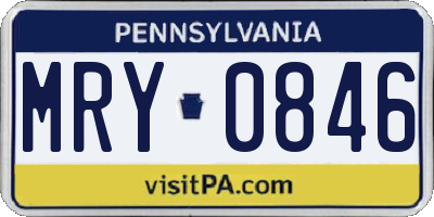 PA license plate MRY0846