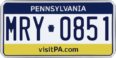 PA license plate MRY0851