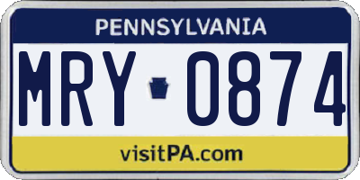 PA license plate MRY0874