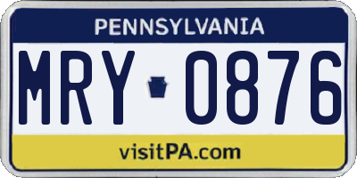 PA license plate MRY0876