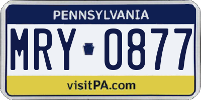 PA license plate MRY0877