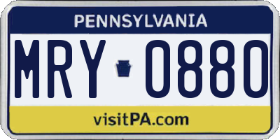 PA license plate MRY0880