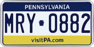 PA license plate MRY0882