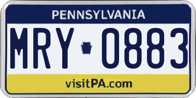 PA license plate MRY0883