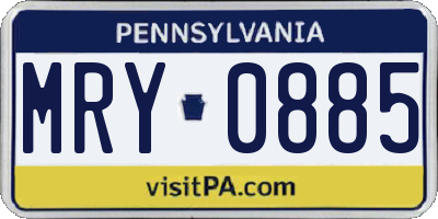 PA license plate MRY0885