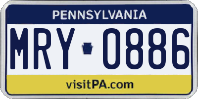 PA license plate MRY0886