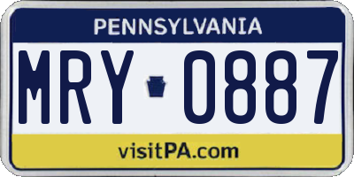 PA license plate MRY0887