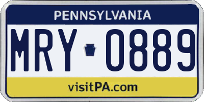 PA license plate MRY0889