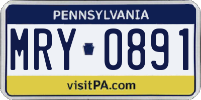PA license plate MRY0891
