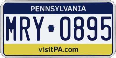 PA license plate MRY0895