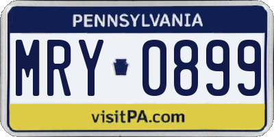 PA license plate MRY0899