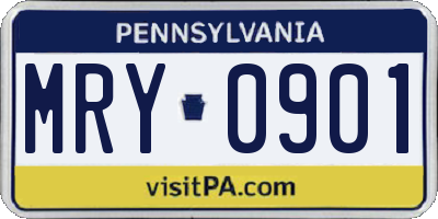 PA license plate MRY0901