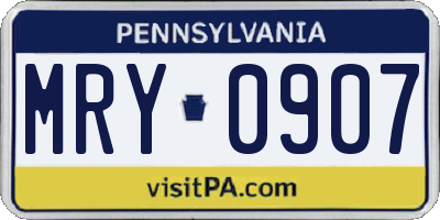 PA license plate MRY0907