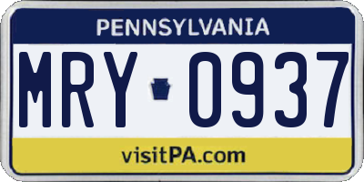PA license plate MRY0937