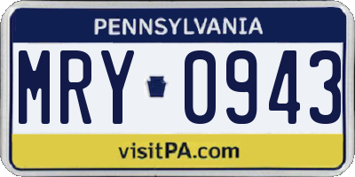 PA license plate MRY0943