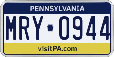PA license plate MRY0944