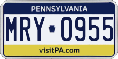 PA license plate MRY0955