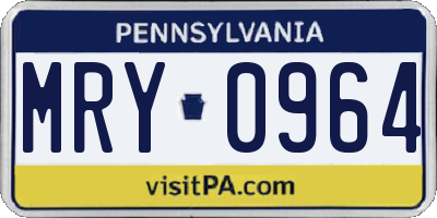 PA license plate MRY0964