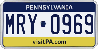 PA license plate MRY0969