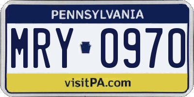 PA license plate MRY0970