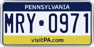 PA license plate MRY0971