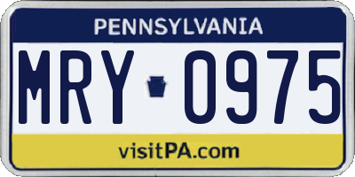 PA license plate MRY0975