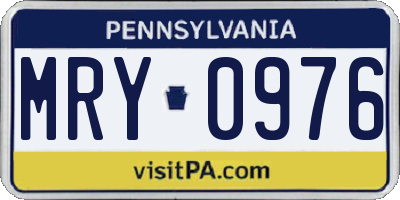 PA license plate MRY0976