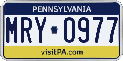 PA license plate MRY0977